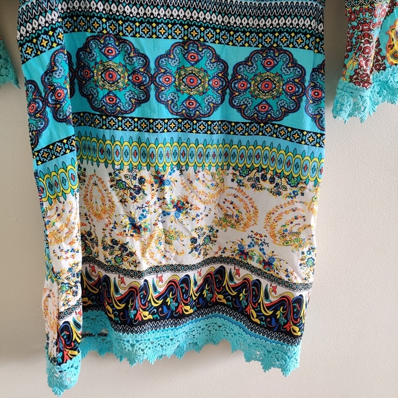 MISSY 2|| Oriental print top/blouse with lace hemline Size 8 - Picture 2 of 11